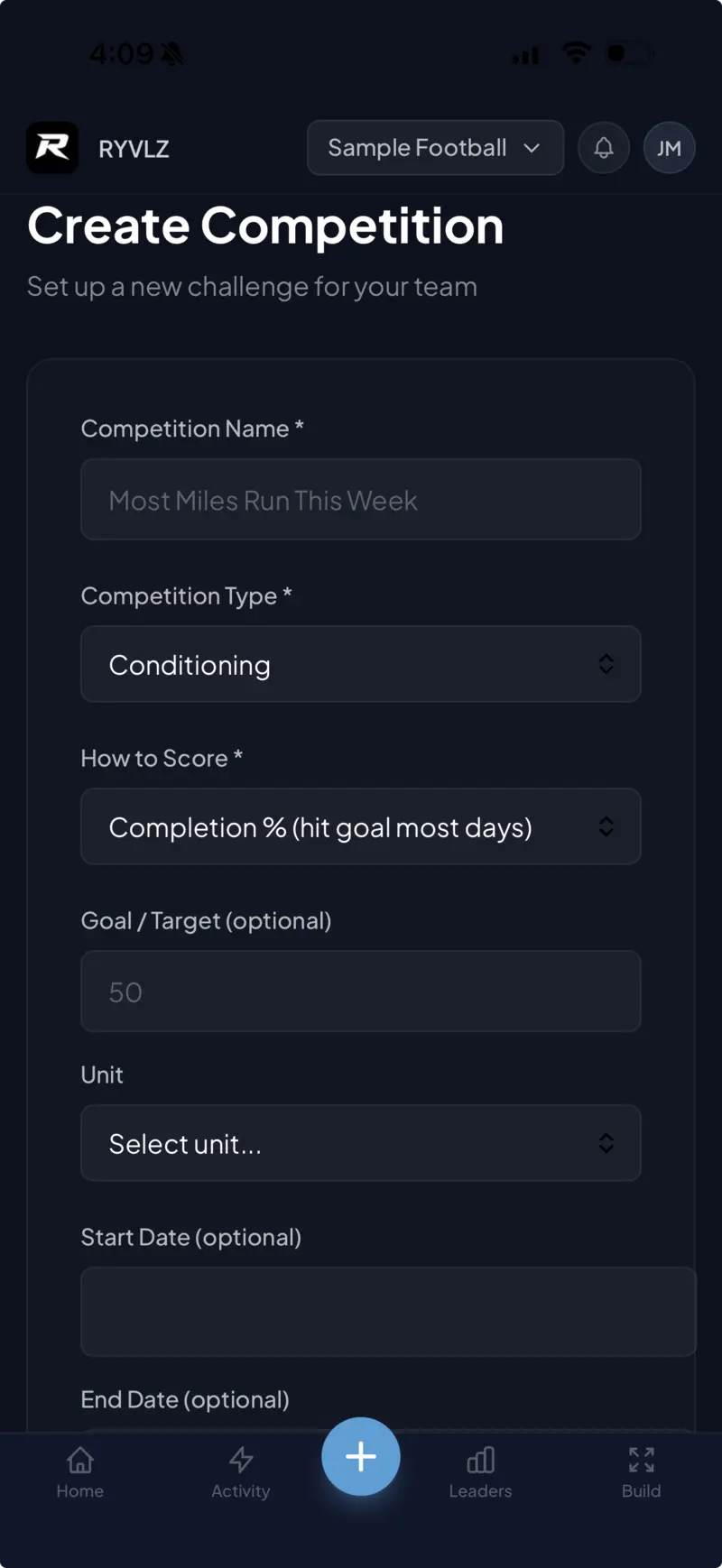 Create a competition in RYVLZ